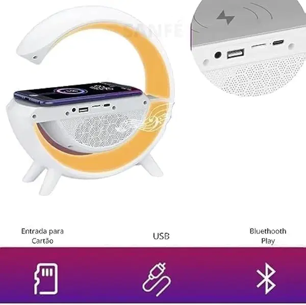 صب اباجورة مزود باضائة RGB وساعة ديجيتال Image 4 Preview