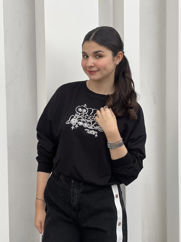 تيشرت كروب اوفر سايز—Oversized crop T-shirt Image 3 Preview