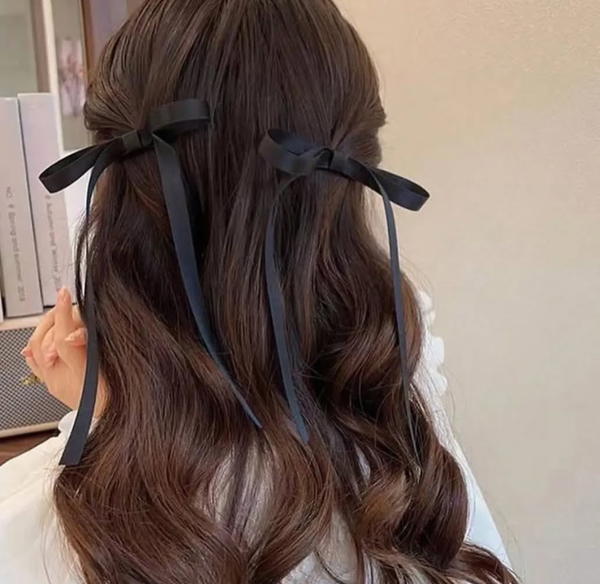  black Long hair bow Image 1 Preview