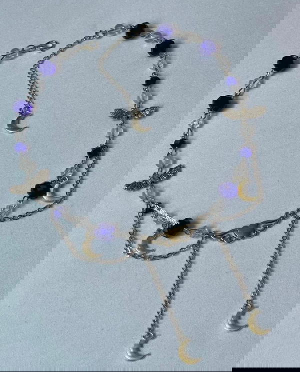 Blue Crescent Necklace Image 2 Preview