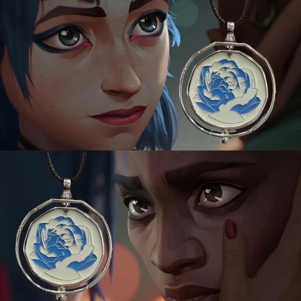 Jinx Blue Rose Rotating Necklace Image 3 Preview