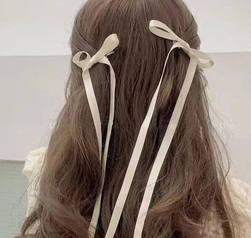 Long hair bow white  Preview Image