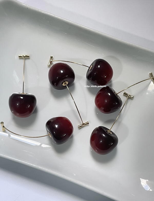 Red cherry drop earrings 🍒 Image 2 Preview