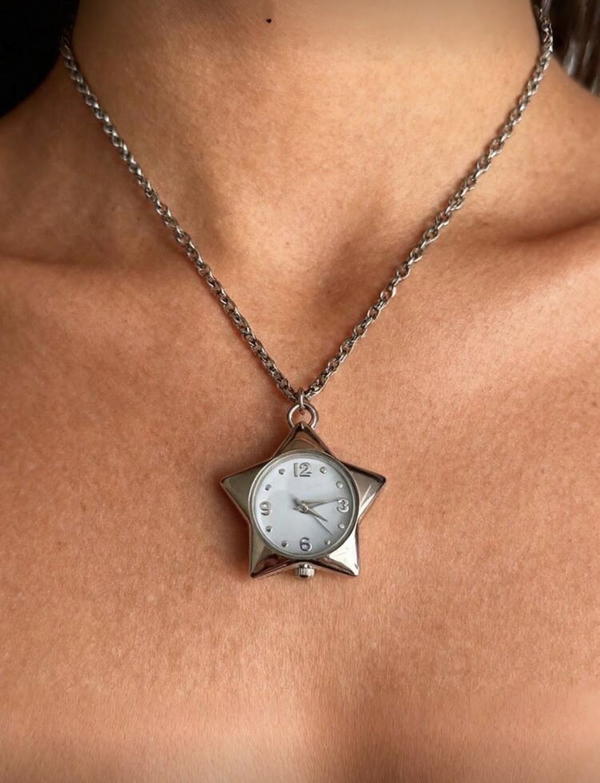 Vintage Star Clock Necklace, Image 3 Preview