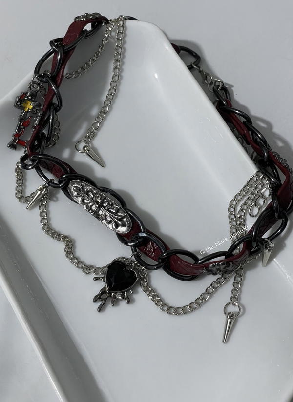 Gothic Thorn Heart Leather Necklace Image 5 Preview