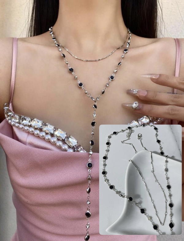 Stainless Steel Tone Layered Necklace Set Image 1 Preview