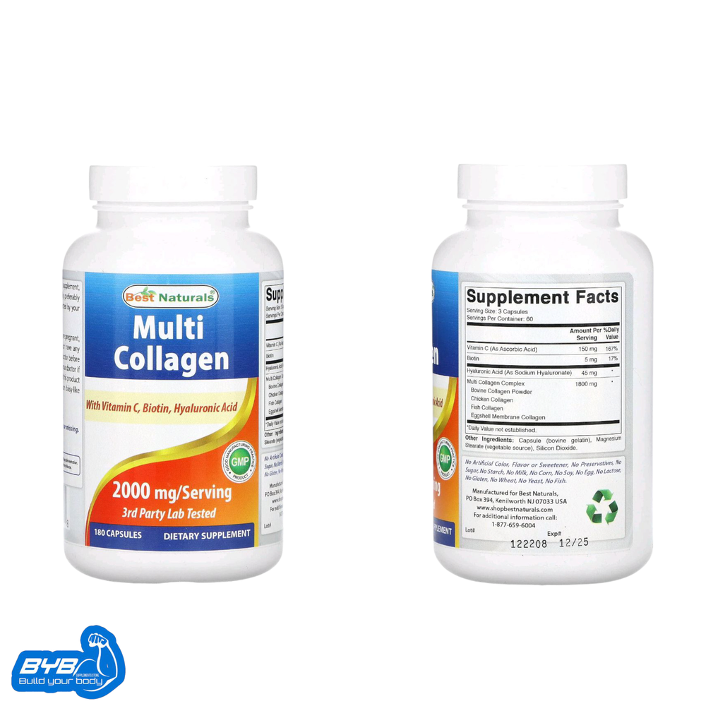 Best Naturals Multi Collagen With C Biotin and Hyaluronic acid 180 caps Preview Image