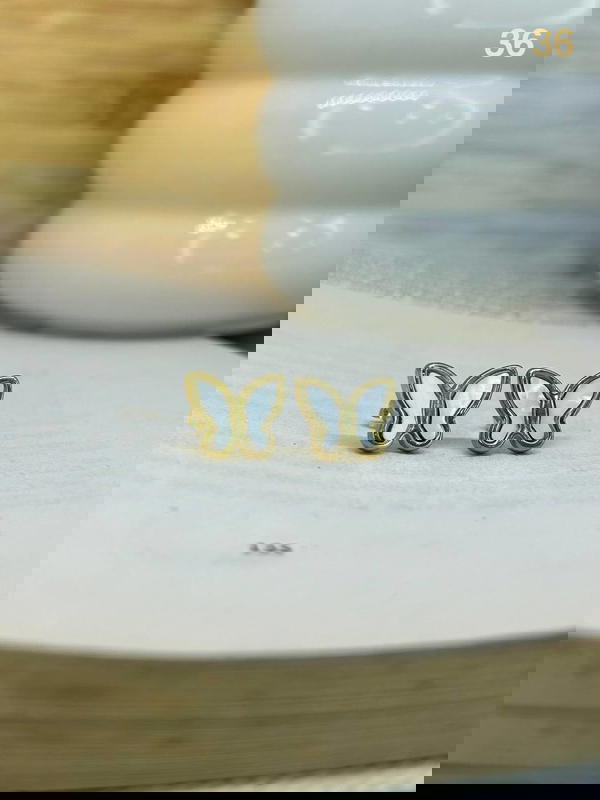 حلق فراشه ابيض  Image 1 Preview