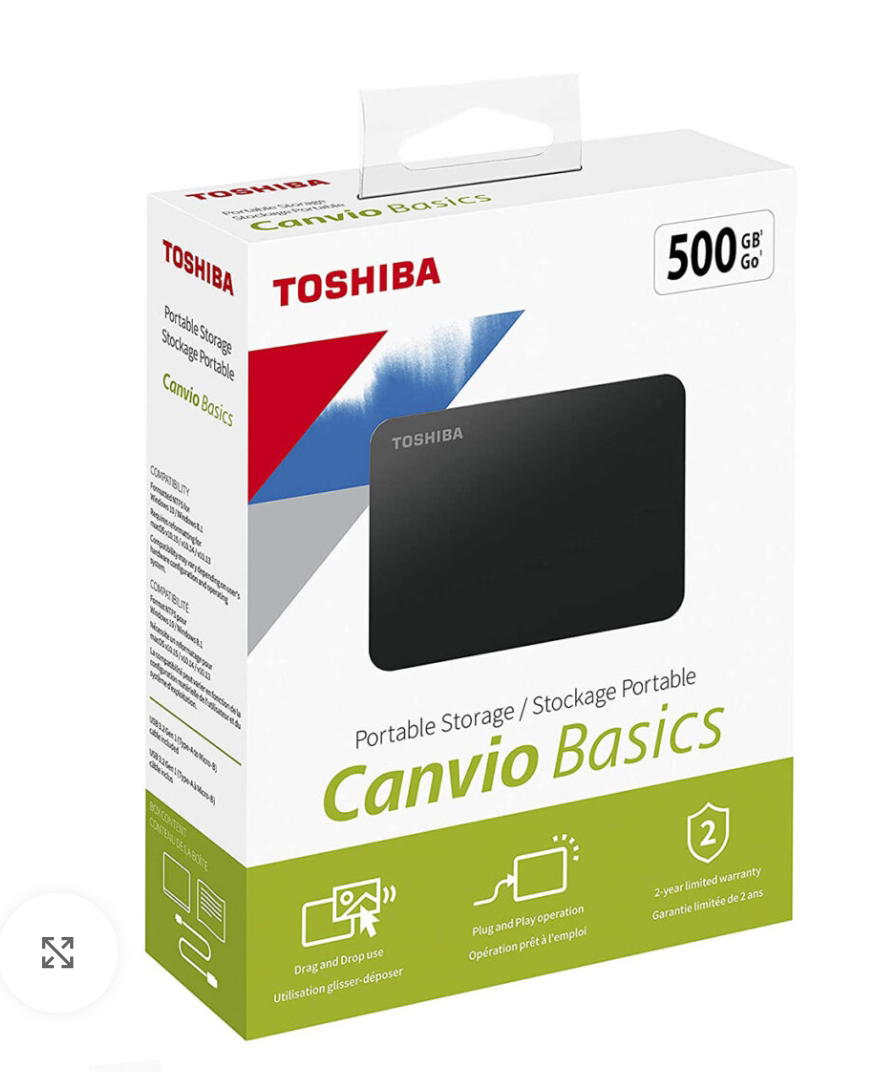 Toshiba Canvio Basics 500GB External USB 3.0 Portable Hard Drive Preview Image
