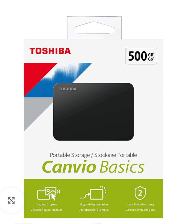 Toshiba Canvio Basics 500GB External USB 3.0 Portable Hard Drive Image 2 Preview
