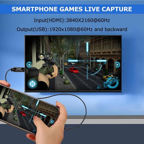 بطاقة تسجيل فيديو HDMI بدقة 4K، بطاقة كاميرا لينك، محول التقاط الصوت HDMI الى USB 2.0، جهاز تسجيل تسجيل للبث والبث المباشر ومؤتمرات الفيديو والتعليم والالعاب (اسود) Image 2 Preview