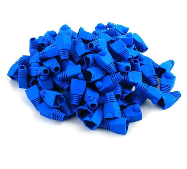 غطاء موصل كيبل ايثرنت ار جيه 45 من البلاستيك الناعم لتخفيف الضغط CAT5 CAT5E CAT6 CAT6E 100 قطعة كوبابا رمادي فاتح RJ45 لحاسوب شخصي Image 1 Preview