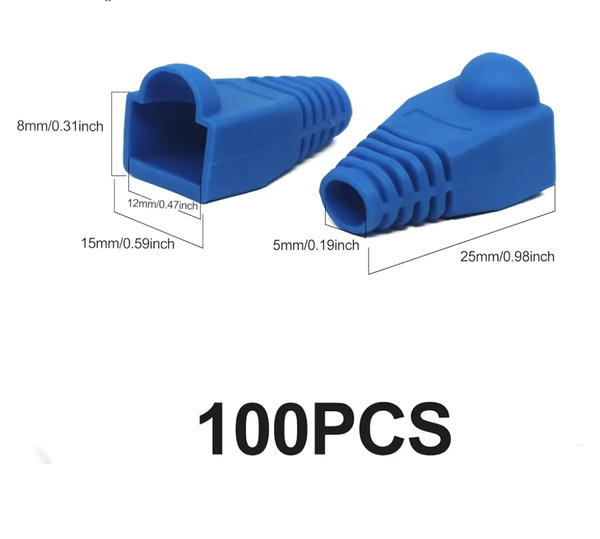 غطاء موصل كيبل ايثرنت ار جيه 45 من البلاستيك الناعم لتخفيف الضغط CAT5 CAT5E CAT6 CAT6E 100 قطعة كوبابا رمادي فاتح RJ45 لحاسوب شخصي Image 4 Preview