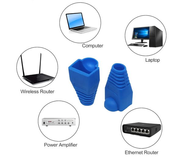 غطاء موصل كيبل ايثرنت ار جيه 45 من البلاستيك الناعم لتخفيف الضغط CAT5 CAT5E CAT6 CAT6E 100 قطعة كوبابا رمادي فاتح RJ45 لحاسوب شخصي Image 6 Preview