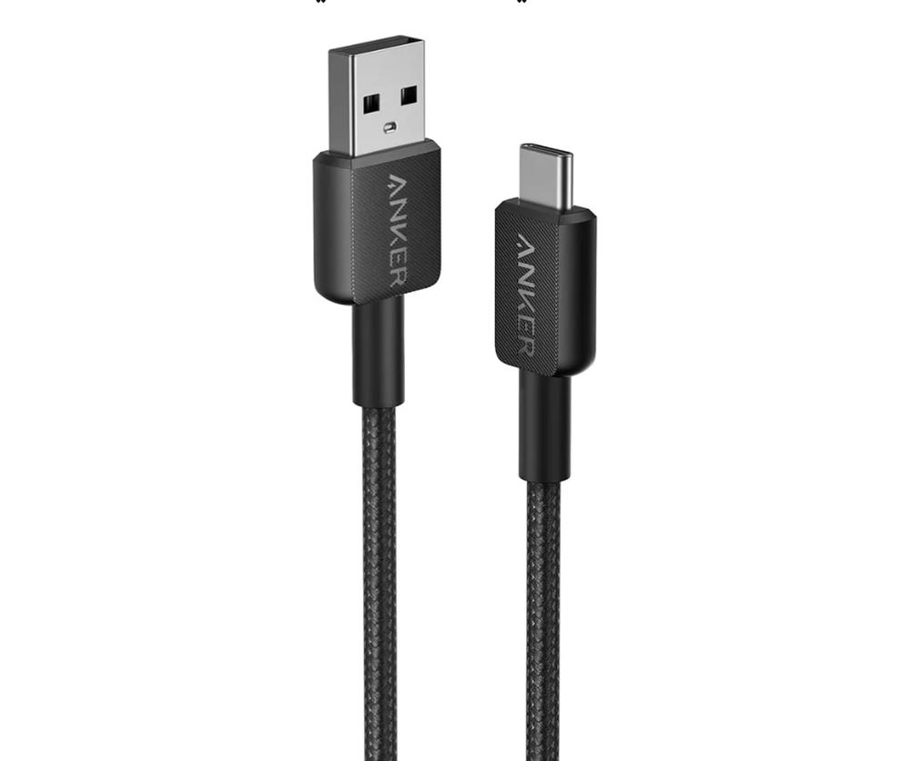 كابل 322 من USB-C إلى USB-A بطول 0.9 متر، كابل شحن متين بنمط مضف، A81H5H11، أسود Preview Image