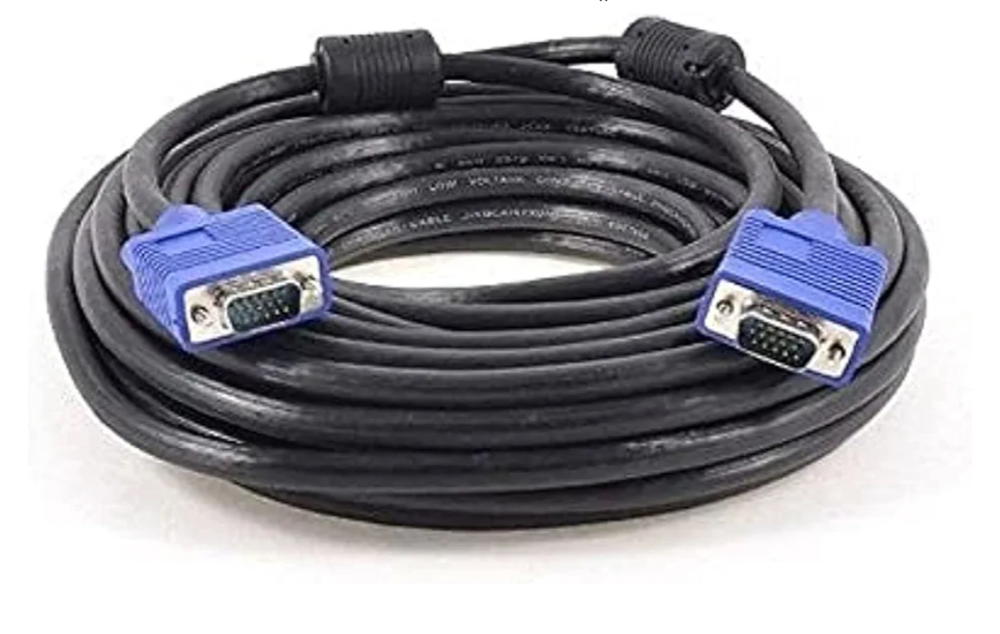 كابل VGA بطول 10 متر - (15 سن، دقة عرض كاملة/1080p، يدعم ثلاثية الأبعاد، ذكر إلى ذكر، للشاشة/التلفاز/أطراف مطلية بالذهب) أسود Preview Image