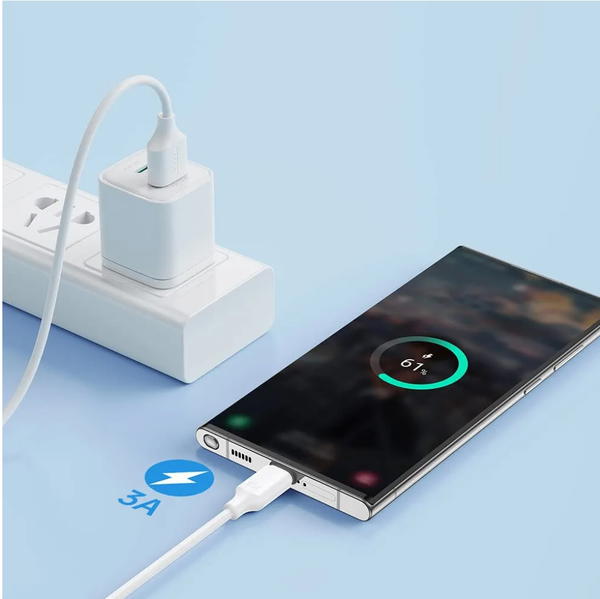 كابل بيانات للشحن السريع 3 امبير من USB نوع ايه الى سي من بطول 2 متر S Uc027A9 أبيض، لمحول الشحن Image 3 Preview
