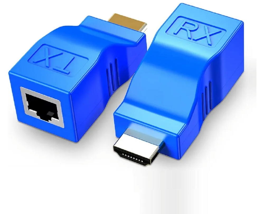 محول موسع HDMI من ام في بون عبر كات 5e/6 (زوج واحد)، مكرر HDMI الى محول شبكة ايثرنت ار جيه 45، دقة 4K HD 1080p حتى 30 متر/98 قدم، لتلفزيون HD وجهاز فك التشفير ودي في دي وبلاي ستيشن 4 واس تي بي، ازرق Preview Image