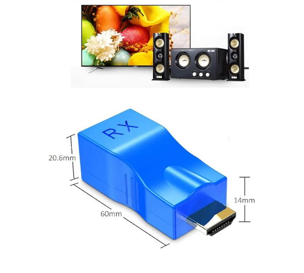 محول موسع HDMI من ام في بون عبر كات 5e/6 (زوج واحد)، مكرر HDMI الى محول شبكة ايثرنت ار جيه 45، دقة 4K HD 1080p حتى 30 متر/98 قدم، لتلفزيون HD وجهاز فك التشفير ودي في دي وبلاي ستيشن 4 واس تي بي، ازرق Image 3 Preview