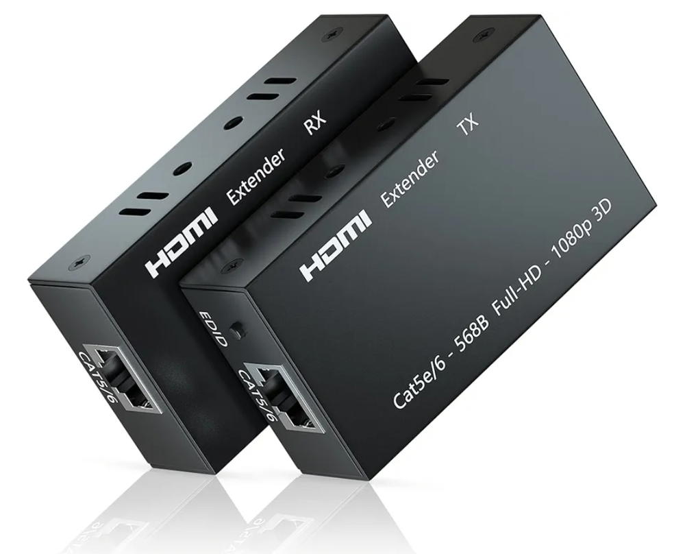 موسع HDMI، جهاز إرسال واستقبال HDMI 1080P حتى 60 مترًا (190 قدم)، مكرر مُرسل ايثرنت HDMI عبر كابل RJ45 Cat5e/Cat6/Cat7 ايثرنت LAN، HDMI إلى RJ45 وRJ45 الى HDMI Preview Image
