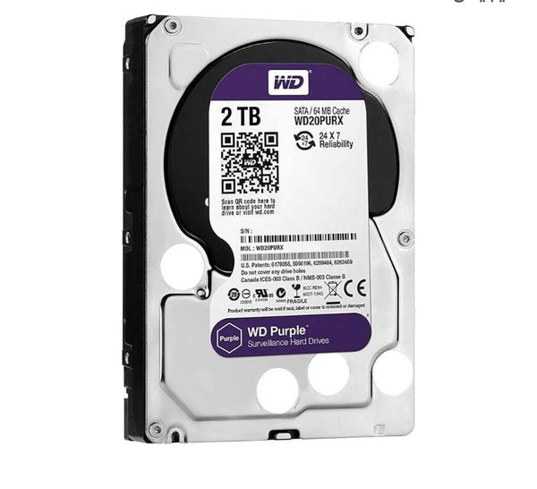 هارد ديسك قرص صلب بيربل لكاميرات المراقبة بسعة 2 تيرا من ويسترن ديجيتال - WD20PURZ، ata purple Image 1 Preview