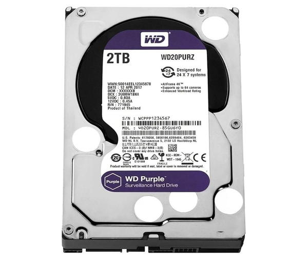 هارد ديسك قرص صلب بيربل لكاميرات المراقبة بسعة 2 تيرا من ويسترن ديجيتال - WD20PURZ، ata purple Image 2 Preview
