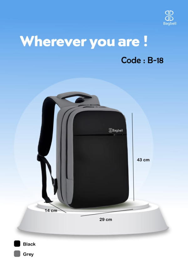 شنطة لابتوب ظهر bagbell b-18 رمادي Image 1 Preview