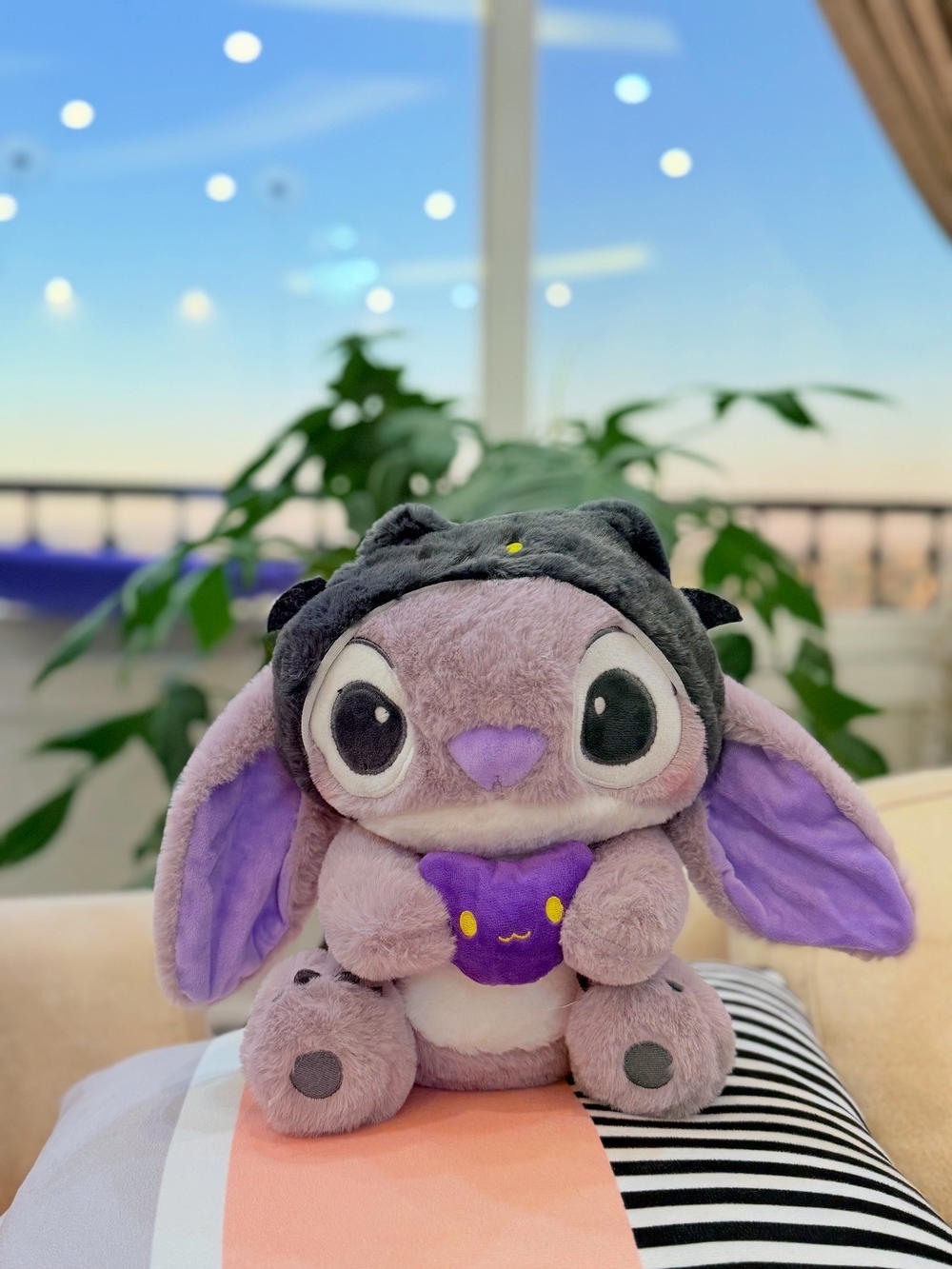 Cute purple stitch with cat hoodie Preview Image