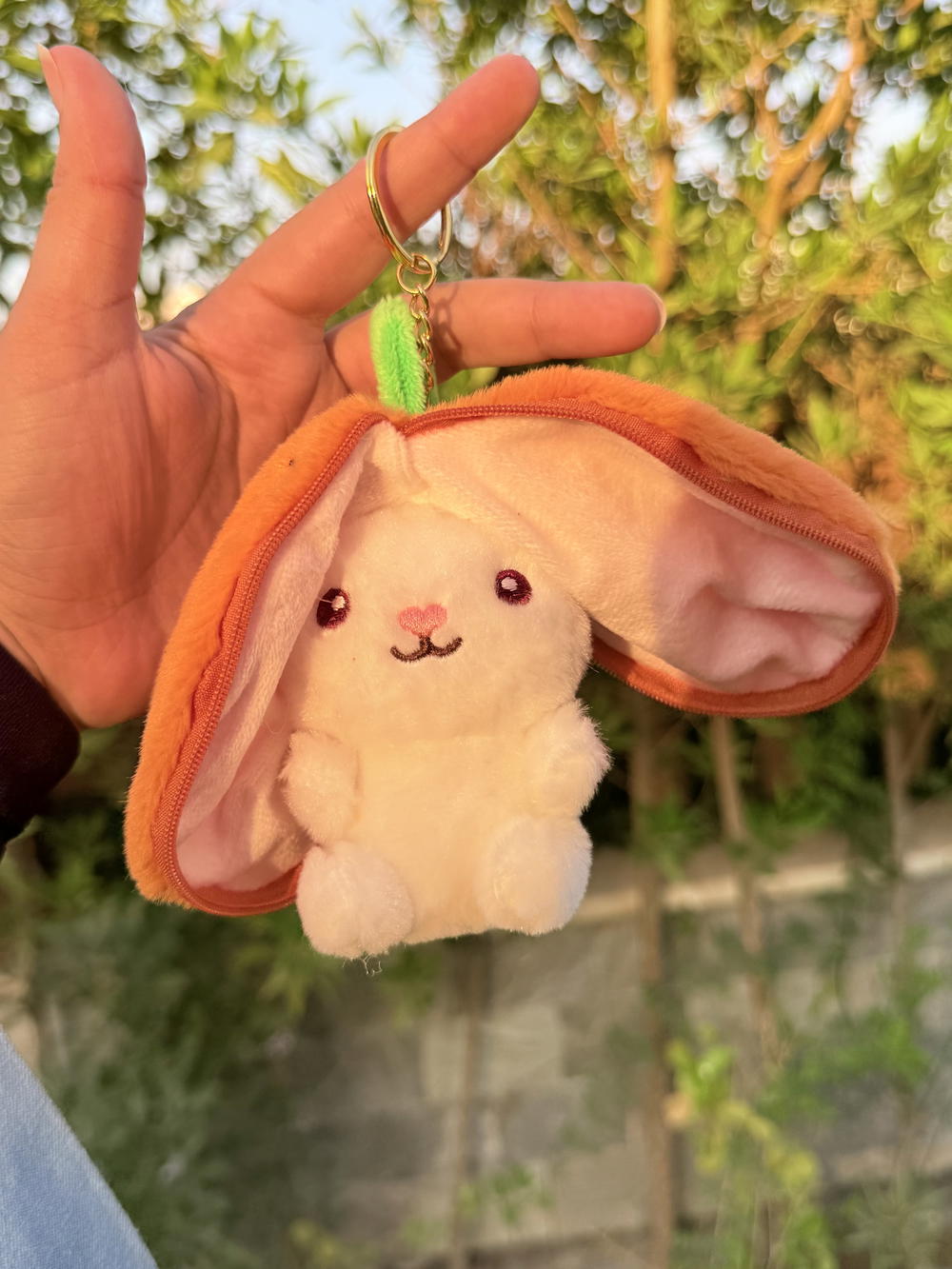 strawberry and carrot bunny plushie keychain Preview Image
