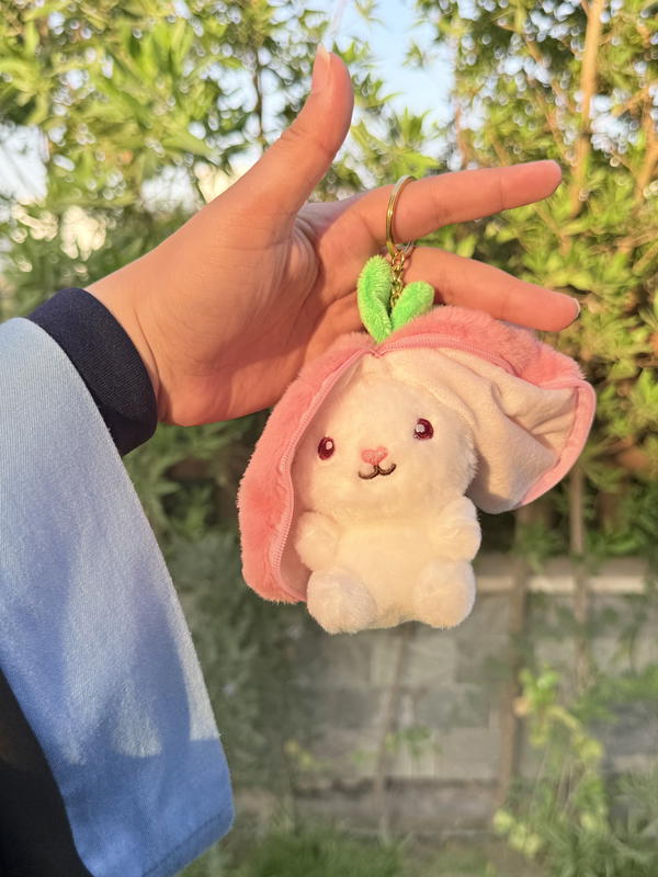 strawberry and carrot bunny plushie keychain Image 4 Preview