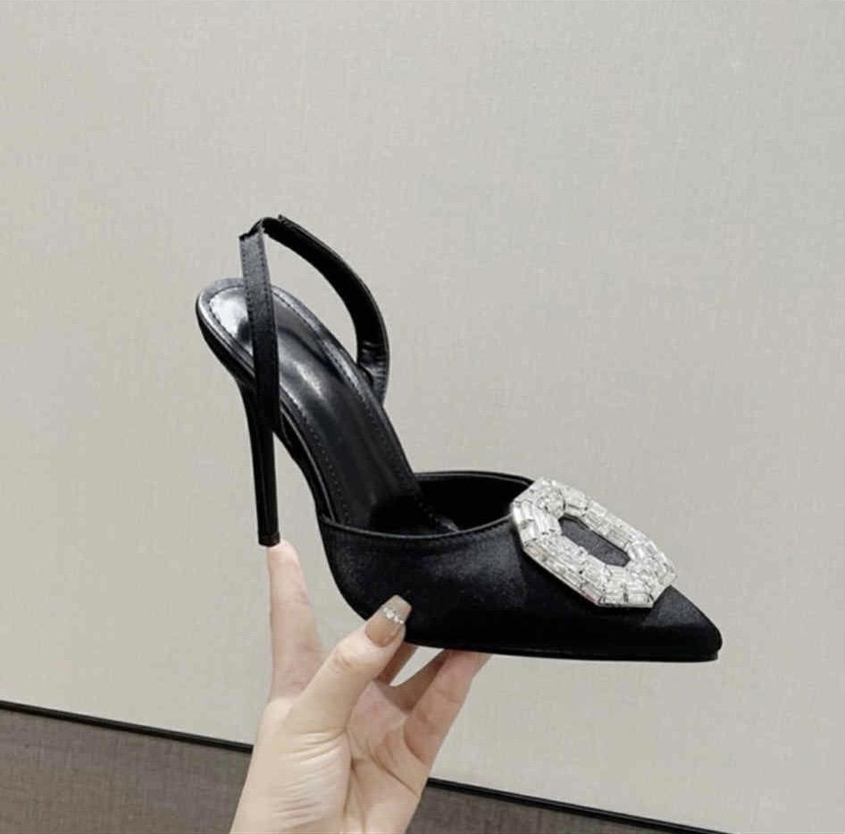 Crystal Touch Black Heels Preview Image