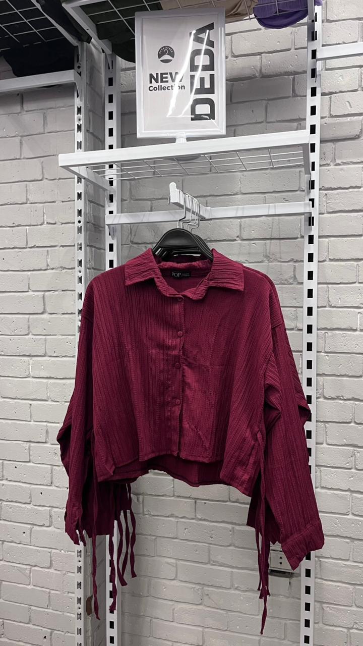 cropped shirt burgundy )belt( Preview Image