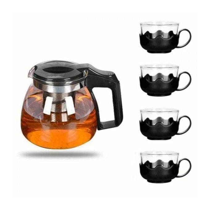 جالون زجاجي مع 4 أكواب وشبكة تصفية مدمجة Preview Image