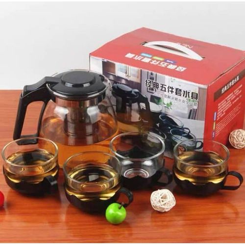 جالون زجاجي مع 4 أكواب وشبكة تصفية مدمجة Image 4 Preview