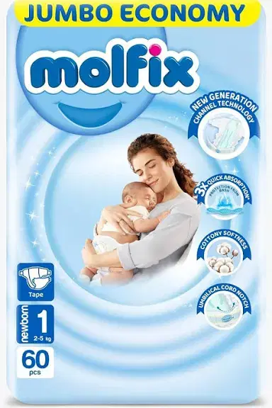 مولفكس مقاس 1 عدد60حفاضة Image 1 Preview