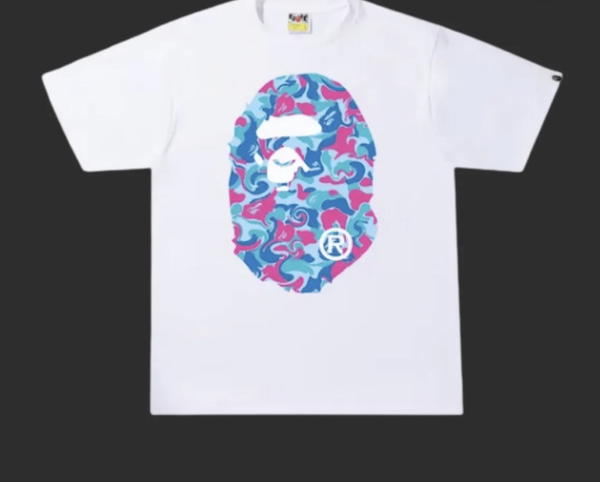 WHITE AND BLUE CAMO BAPE STA SAKURA TEE Image 1 Preview