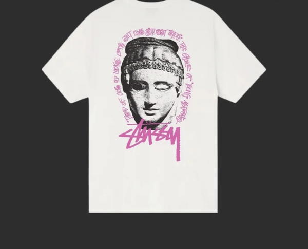 STÜSSY PINK AND WHITE STATUE TEE Image 2 Preview