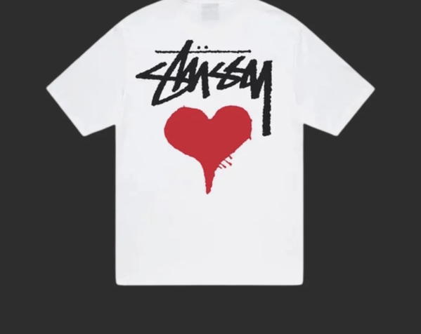 STÜSSY RED HEART WHITE TEE Image 2 Preview