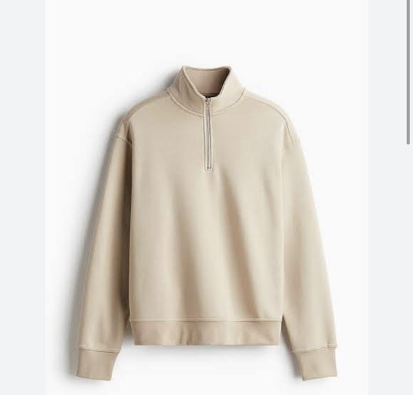 Beige Quarter Zip Hood Image 1 Preview