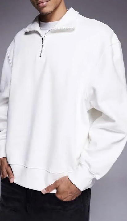 White Quarter Zip Hood Image 2 Preview