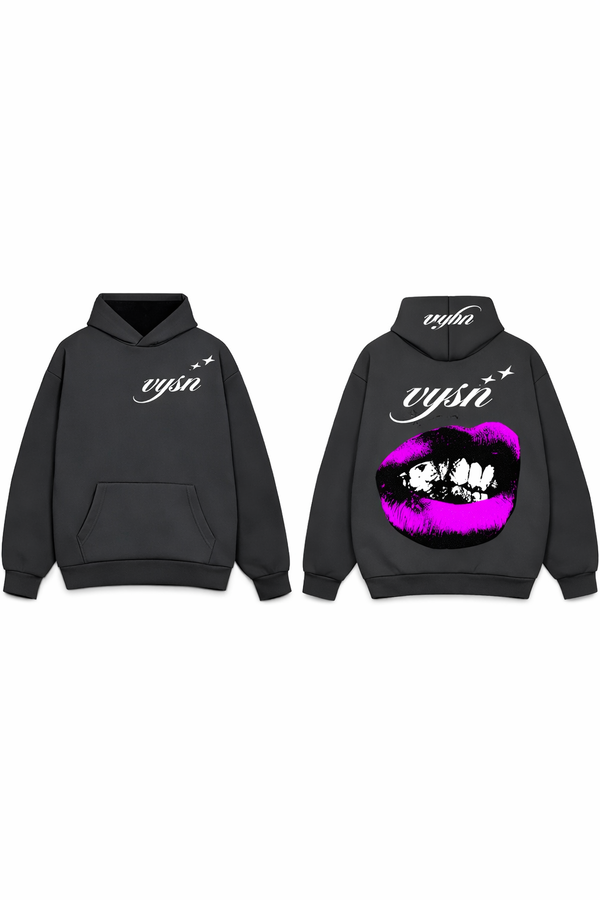 Black VYSN Lips hoodie Back Image 1 Preview