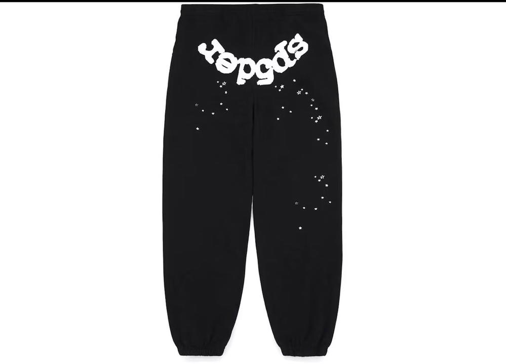Black and White Sp5der Sweatpants Preview Image
