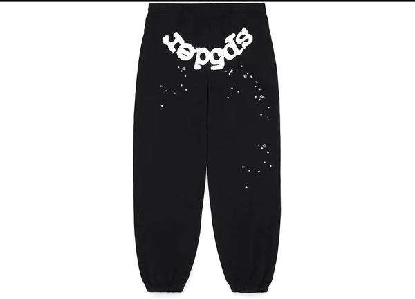 Black and White Sp5der Sweatpants Image 1 Preview