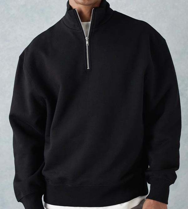 Black Quarter Zip Hood Image 2 Preview