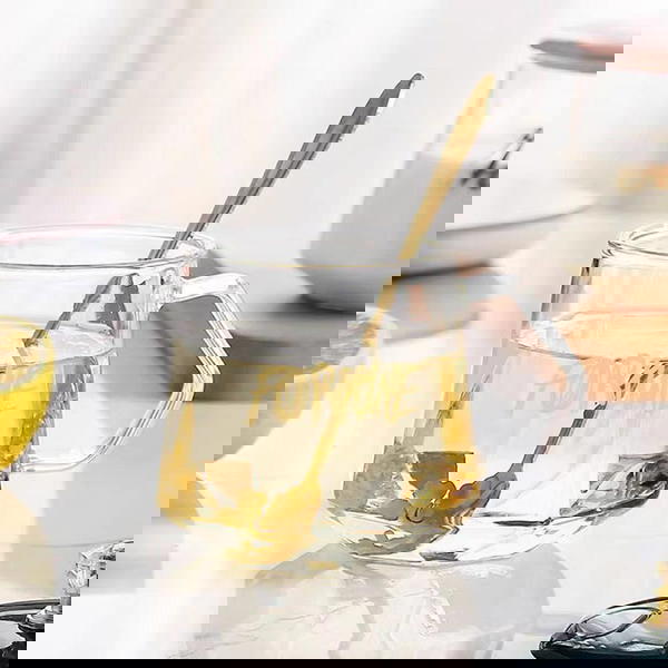 مج زجاج تاج + ملعقه  Image 2 Preview