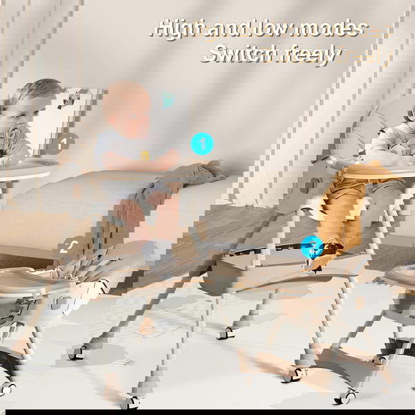 كرسي طعام للأطفال مستويات بعجلات وظهر متحرك E-560 Image 4 Preview
