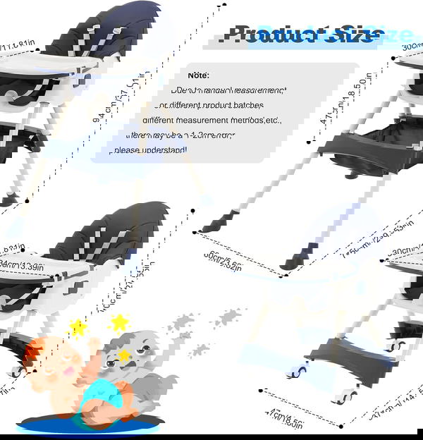 كرسي طعام للأطفال مستويات بعجلات وظهر متحرك E-560 Image 7 Preview