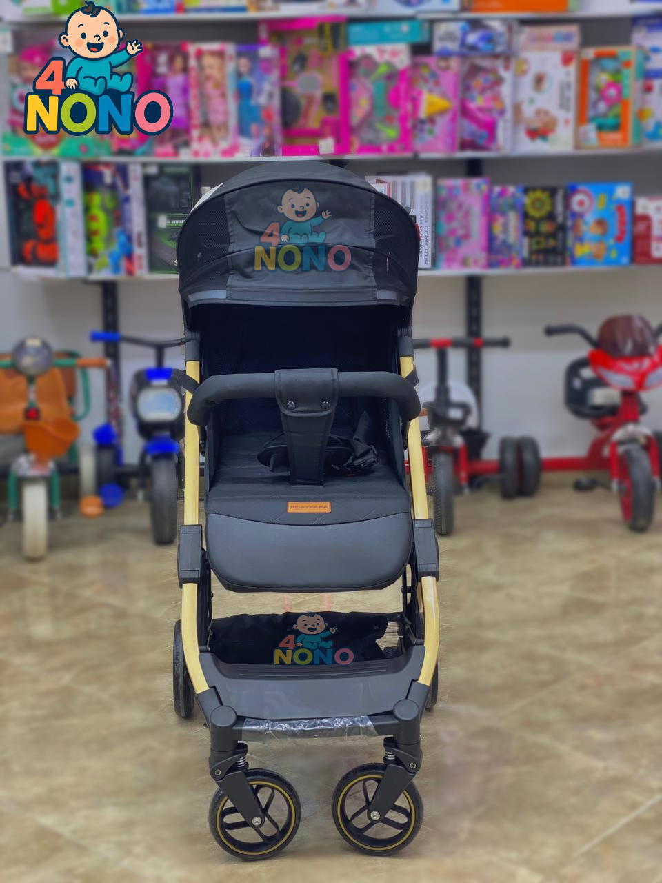 عربة أطفال C9 POPYPAPA سهلة الطي باللون الأسود Preview Image
