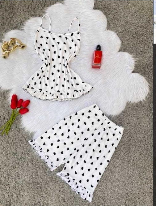 بيجامه توب وشورت خامه رب مقلم Image 2 Preview