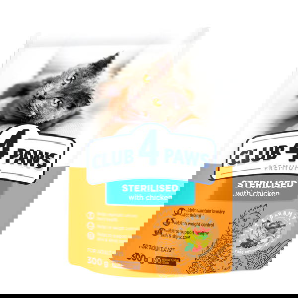 CLUB 4 PAWS Cat-Chicken- STERILISED 300g Image 1 Preview